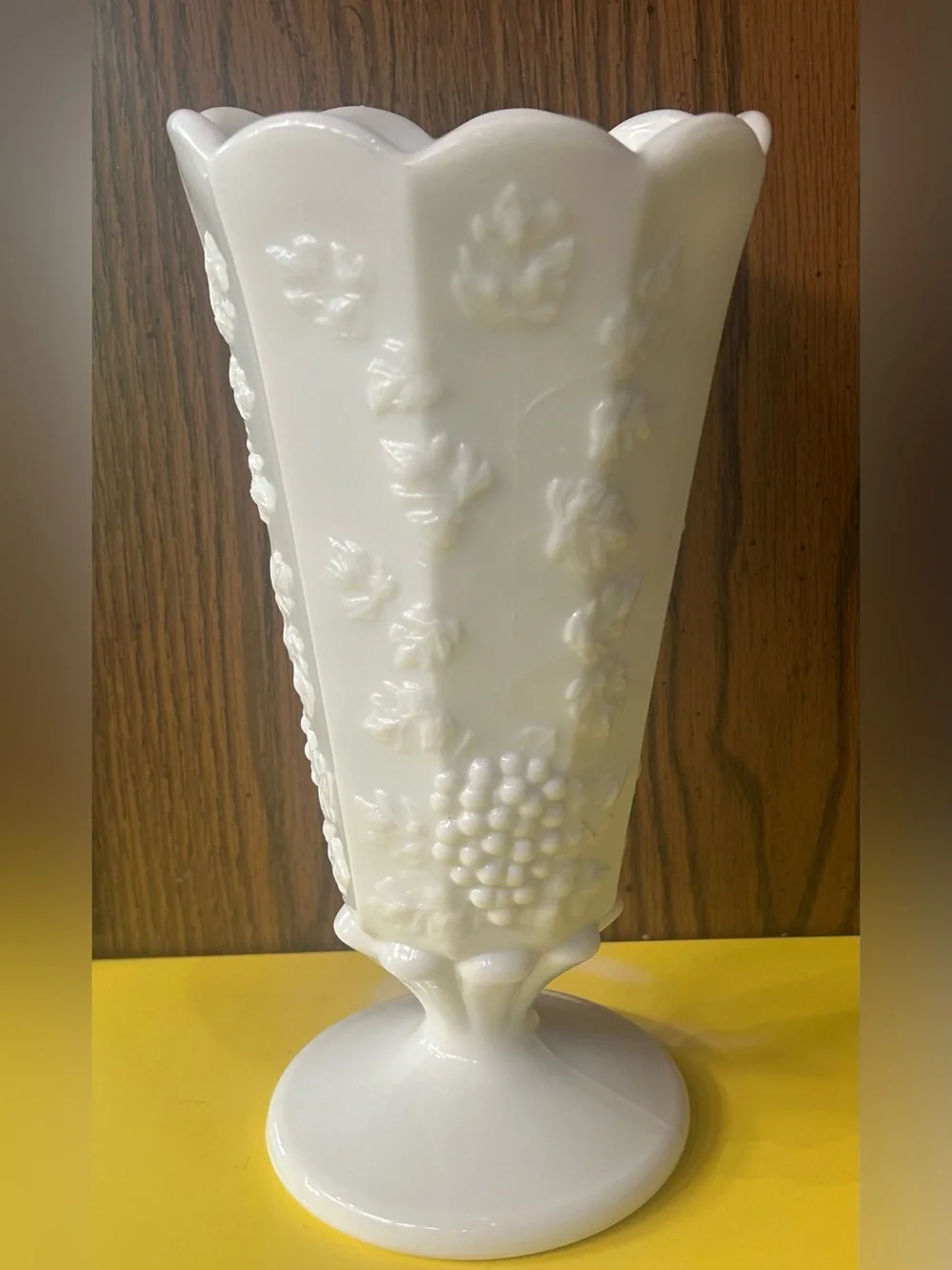 Vintage Westmoreland White Milk Glass “Paneled Grape” Vase